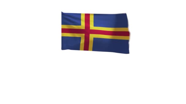 Återgivning Ålands Flagga Viftande Vinden — Stockvideo