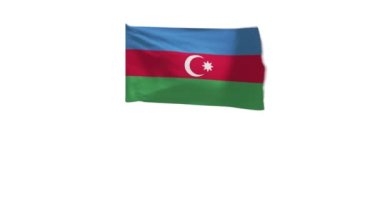 Rüzgarda dalgalanan Azerbaycan bayrağının 3D görüntüsü.