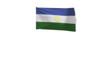 Rüzgarda dalgalanan Bashkortostan bayrağının 3D görüntüsü.