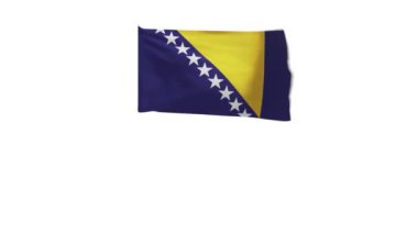 Bosna-Hersek bayrağının rüzgarda dalgalanması.