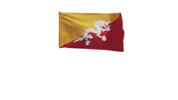 Weergave Van Vlag Van Bhutan Wapperend Wind — Stockvideo