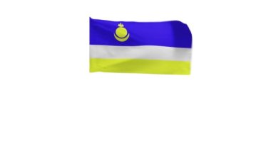 Rüzgarda dalgalanan Buryatia bayrağının 3 boyutlu görüntüsü.