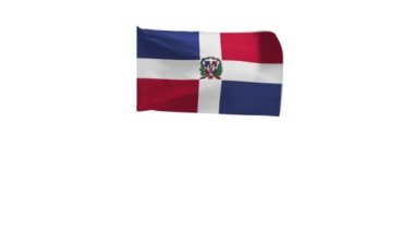 Dominik Cumhuriyeti 'nin 3D bayrağının rüzgarda dalgalanması.