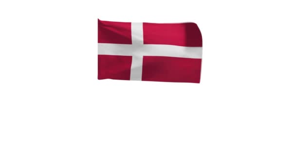 Återgivning Danmarks Flagga Viftar Vinden — Stockvideo