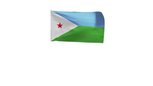 Representación Bandera Yibuti Ondeando Viento — Vídeos de Stock