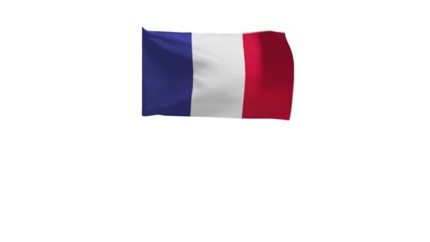 風になびくフランスの旗の3Dレンダリング — ストック動画