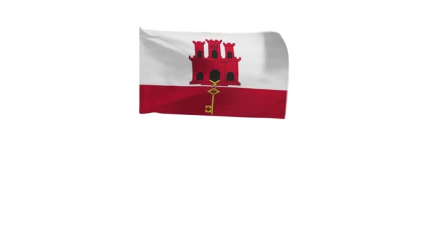 Рендеринг Флага Гибралтара Машущего Ветром — стоковое видео