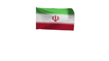 İran bayrağının rüzgarda dalgalanan 3D görüntüsü.