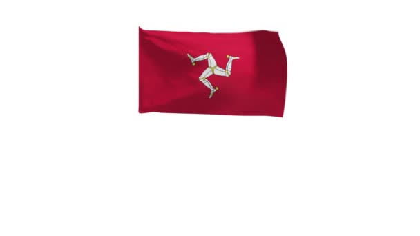 曼岛旗帜在风中飘扬的3D渲染 — 图库视频影像