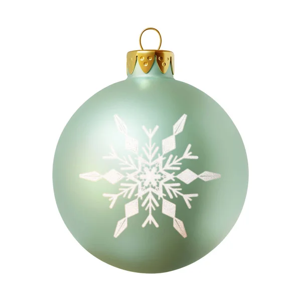 Geïsoleerde Kleurrijke Cgi Kerstbal Met Een Witte Sneeuwvlok Erop — Stockfoto