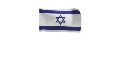 İsrail bayrağının rüzgarda dalgalanan 3D görüntüsü..