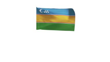 Rüzgarda sallanan Karakalpakistan bayrağının 3D yansıması.