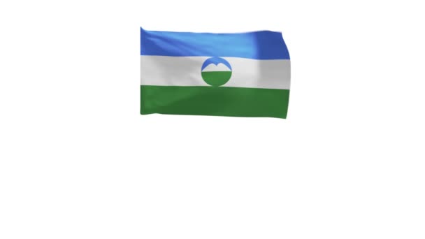 Representación Bandera Kabardino Balkaria Ondeando Viento — Vídeos de Stock