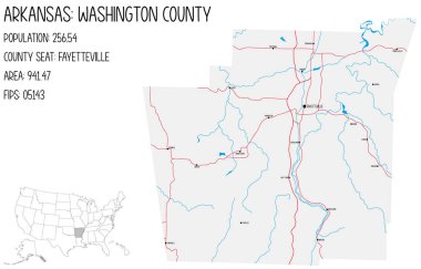 Arkansas, ABD'deki Washington eyaletinin büyük ve ayrıntılı haritası.