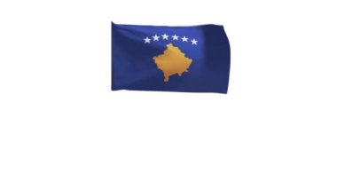 Kosova bayrağının rüzgarda dalgalanan 3D görüntüsü.