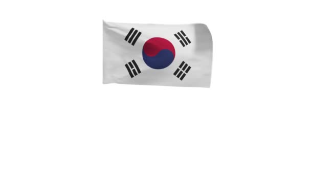 風に揺れる韓国の旗の3Dレンダリング — ストック動画