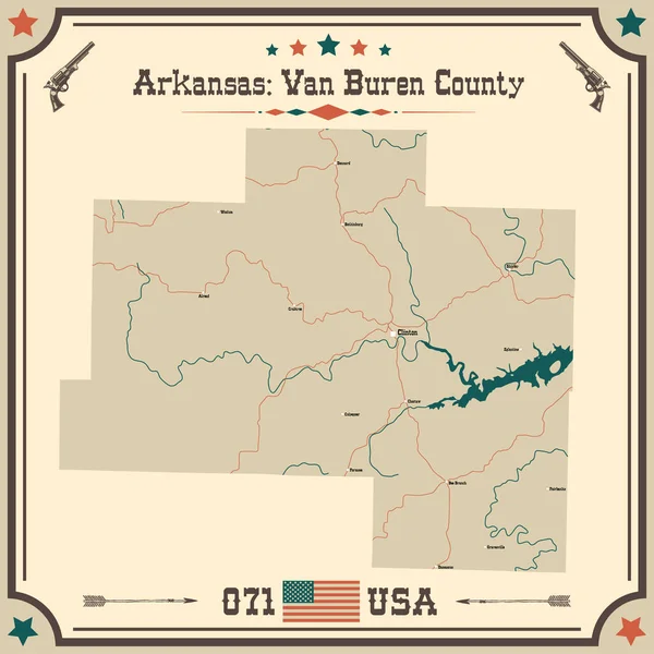 Van Buren County, Arkansas 'ın geniş ve doğru haritası..