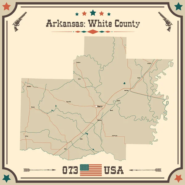 Beyaz Lçe Arkansas Geniş Doğru Bir Haritası — Stok Vektör