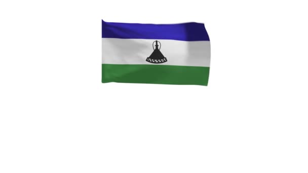 Representación Bandera Lesotho Ondeando Viento — Vídeo de stock