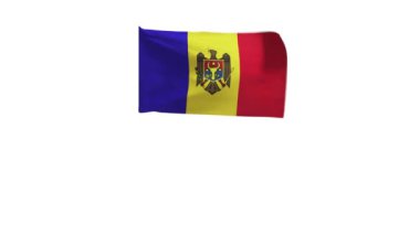 Moldova bayrağının rüzgarda dalgalanan 3D görüntüsü.