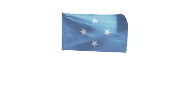 Representación Bandera Estados Federados Micronesia Ondeando Viento — Vídeo de stock