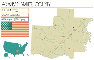 Arkansas, ABD'deki White county'nin büyük ve ayrıntılı haritası.