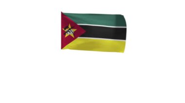 Rüzgarda dalgalanan Mozambik bayrağının 3D yansıması.