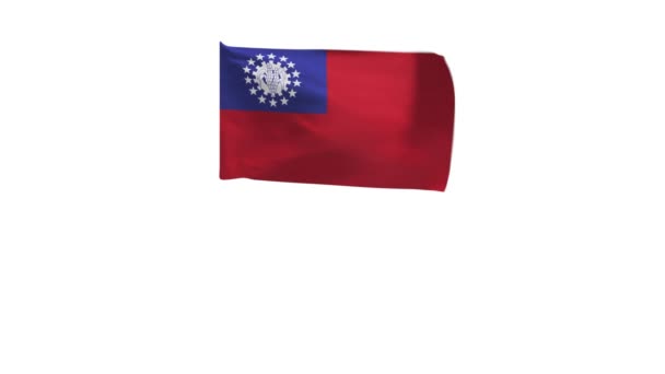 風に揺れるミャンマーの旗の3Dレンダリング — ストック動画