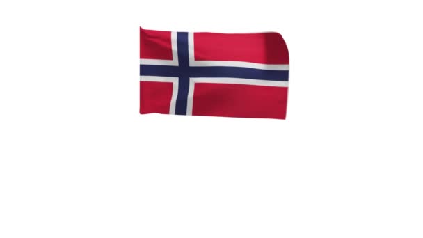 Representación Bandera Noruega Ondeando Viento — Vídeos de Stock