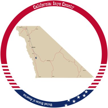 Map of Inyo County in California, USA arranged in a circle.