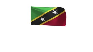 Saint Kitts ve Nevis bayrağının rüzgarda dalgalanması..