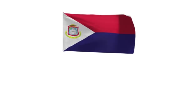 Rendering Flag Saint Martin Waving Wind — Stock Video