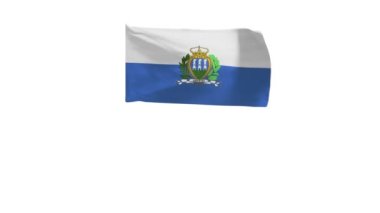 San Marino bayrağının rüzgarda 3D yansıması.