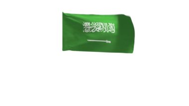 Suudi Arabistan bayrağının rüzgarda 3D yansıması.