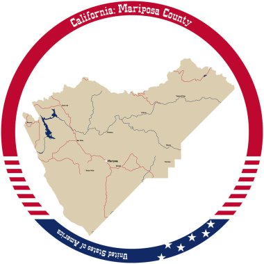 Kaliforniya 'daki Mariposa İlçesi Haritası..