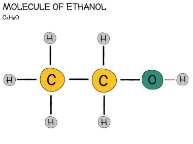 Etanol molekülünün geniş ve detaylı bilgi grafiği