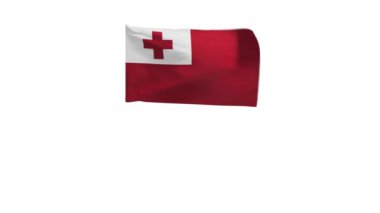 Tonga bayrağının rüzgarda dalgalanan 3D görüntüsü..
