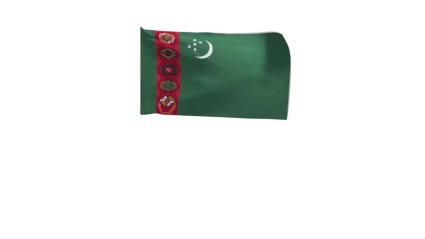 Återgivning Turkmenistans Flagga Viftande Vinden — Stockvideo