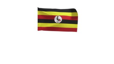 Rüzgarda dalgalanan Uganda bayrağının 3 boyutlu görüntüsü.