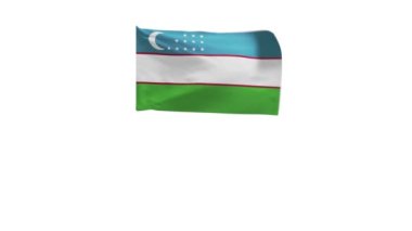 Rüzgarda dalgalanan Özbekistan bayrağının 3D yansıması.