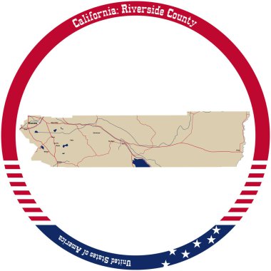 Kaliforniya Riverside County 'nin haritası, ABD bir daire şeklinde düzenlendi.