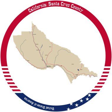 Kaliforniya 'daki Santa Cruz ilçesinin haritası daire şeklinde dizilmiş..