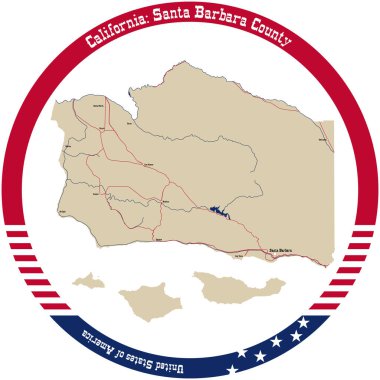 Kaliforniya 'daki Santa Barbara ilçesinin haritası bir daire şeklinde düzenlenmiş..