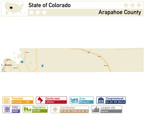 stock vector Detailed infographic and map of Arapahoe County in Colorado USA.