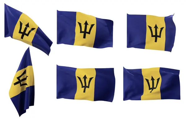 Stock image Large pictures of six different positions of the flag of Barbados