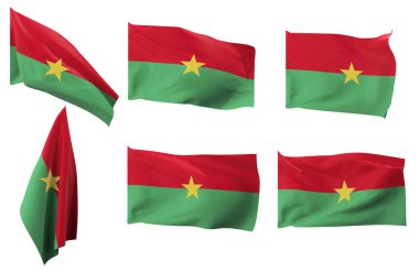 Burkina Faso bayrağının altı farklı pozisyonunun geniş resimleri