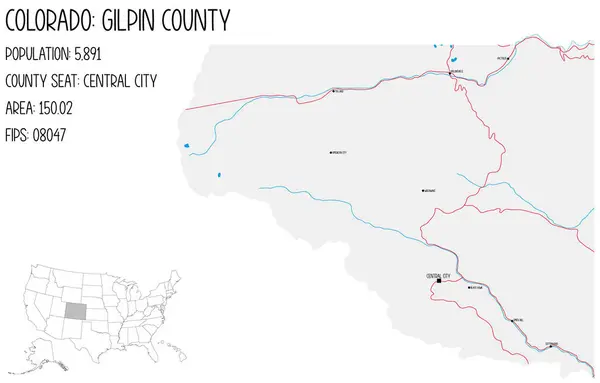 アメリカコロラド州のギルピン郡の大規模かつ詳細な地図 — ストックベクタ