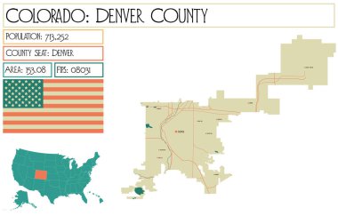 Colorado 'daki Denver County' nin geniş ve detaylı haritası..