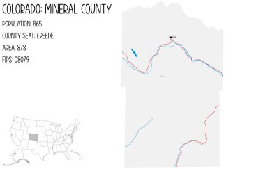Large and detailed map of Mineral County in Colorado, USA. clipart