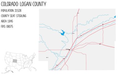 Large and detailed map of Logan County in Colorado, USA. clipart
